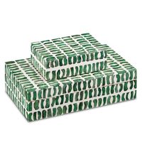 Lot de 2 Boîte à bijoux polyvalente Beau travail en résine Motif de pierre précieuse Travail Finition polie Quantité en vrac