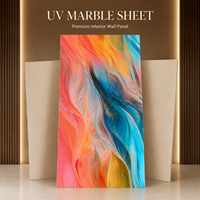 Panneau mural décoratif en PVC brillant MORLENX, motif marbre abstrait coloré, pour les intérieurs commerciaux modernes