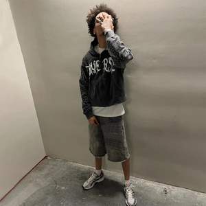 Sudaderas con capucha de algodón para hombre personalizadas, ropa de calle de gran tamaño de 500g/m2, bordado desgastado, diamantes de imitación de peso pesado, sudadera con cremallera completa para hombre - Product Image 5
