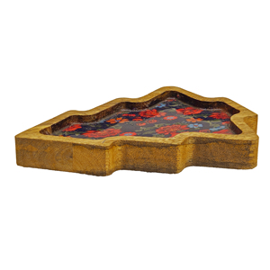 Bandeja floral esmaltada con forma de árbol de Navidad de madera, bandeja de servicio decorativa hecha a mano para mesa de vacaciones, centro de mesa, decoración festiva para el hogar - Product Image 1