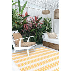 Marina sọc ngoài trời Thảm hiện đại trong nhà-ngoài trời Jacquard Thảm màu vàng không thấm nước tái chế vật liệu nhựa cho khách du lịch - Product Image 3