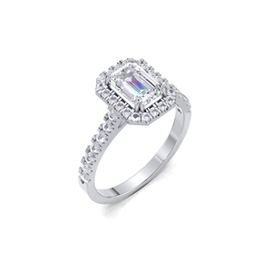 Anillo de Compromiso con Doble Halo de Diamantes Corte Esmeralda de 1.57CT, Plata de Ley 925 Sólida, Chapado en Rodio, Lujoso y con Pavé - Product Image 2