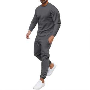 Customized Plus Size Mens Spring Jogger <b>Zip</b>-<b>Up</b> <b>Hoodie</b> + Sweatpants 100% Cotton Drawstring Rhinestone Quick Dry Breathable - Product Image 4