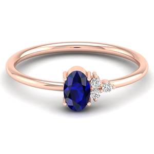 แหวนเพชรพลอยสีน้ำเงินทรงรี 0.5 กะรัต ประดับด้วยโมอิสซาไนต์ ตัวเรือนทองคำแท้ 14K ยี่ห้อ REYES Sparkling สำหรับผู้หญิง เครื่องประดับชั้นดี - Product Image 1