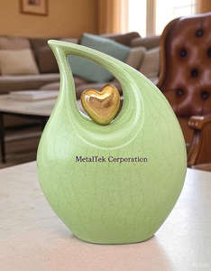 Urnas decorativas de metal en forma de lágrima verde claro, almacenamiento de cenizas de recuerdo conmemorativo de Color personalizado para ceremonias funerarias, urna de cremación - Product Image 1