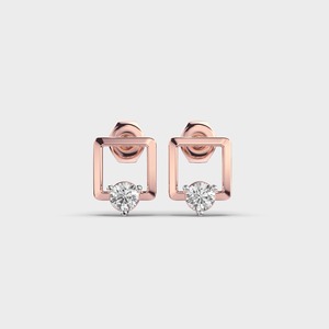 Pendientes de Diamantes Geométricos Cuadrados Cultivados en Laboratorio para Mujer, Joyería Personalizada en Oro Blanco/Rosa/Amarillo de 9K - Product Image 6