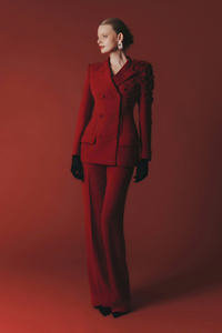 Blazer violet de haute qualité pour femme Veste de costume élégante à double boutonnage avec services ODM Made in Vietnam - Product Image 3