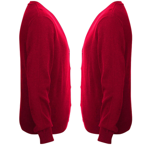 DST Custom Sororities Fraternities <b>Red</b> <b>Cardigan</b> V-Neck Knitted <b>Women's</b> Casual Winter Front Chenille Logo Button Closure - Product Image 4