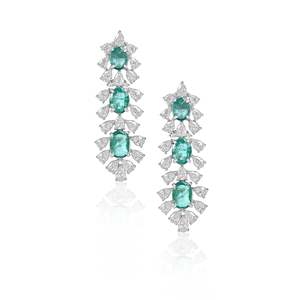 Pendientes de Araña con Diamantes y Esmeraldas en Oro, Oro Rosa y Oro Blanco para Bodas y Fiestas - Product Image 1