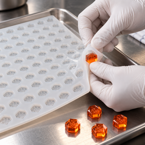 Molde de silicona hexagonal para caramelos de goma, ideal para la producción profesional de caramelos duros y confitería. - Product Image 1