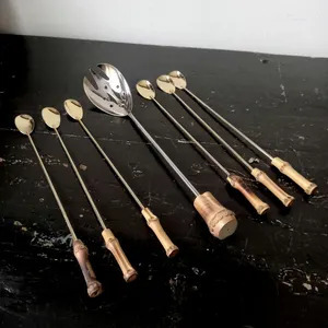 <b>Bar</b> <b>Accessories</b> Stainless Steel Metal Long Handle Gold Stirring Spoon <b>Bar</b> Spoon and Handmade <b>Home</b> Kitchen Use Cocktail Stirrer - Product Image 2