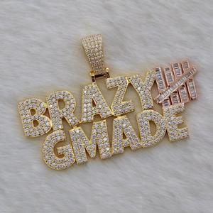 Colgante de letra inicial hecho a medida con VVS Moissanite y diamante de oro rosa Pass Diamond Tester Ball Pendant & Charm - Product Image 1