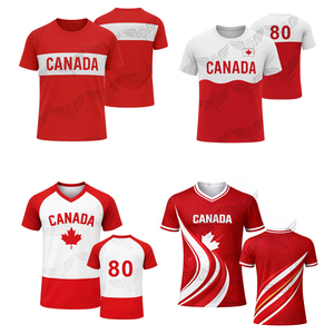 Wholesale Canada Football T Shirt Men Red and White Soccer <b>Fan</b> Tee Short Sleeve Sports Supporter Shirts - Product Image 1