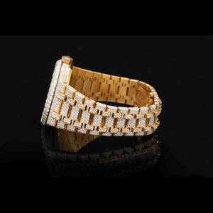 Montre squelette classique pour homme avec fonction date, en acier inoxydable, diamants de laboratoire taille brillant exquis, verre élégant - Product Image 2