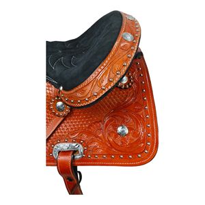 Juego de sillín de caballo occidental de alta calidad cómodo de cuero genuino diseño personalizable directo del fabricante para carreras de barriles - Product Image 5