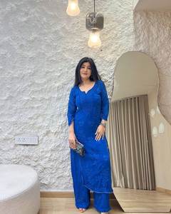 New Festival Women's Clothing Collection Beautiful Georgette <b>Fabric</b> Thread Embroidery Work Fully Stitched <b>Indian</b> Pakistani Style - Product Image 1