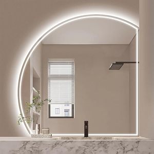 LED antivaho elegante 40x40 pulgadas espejo de tocador regulable 3 colores Control táctil medio círculo espejo de maquillaje 90cm espejo de baño - Product Image 1