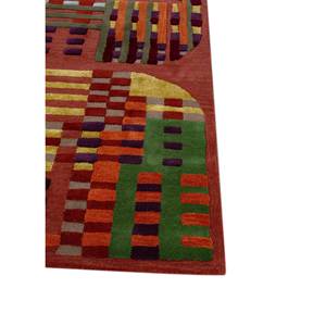 Alfombra Rectangular Hecha a Mano de Lana y Viscosa con Diseño Abstracto Rojo y Naranja Tra-14899 para Hogar y Pasillo - Product Image 4