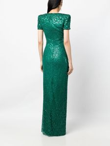 ชุดราตรีผ้าซาตินประดับเลื่อมแบบสแตติกที่สวยงามพร้อมแขนสั้นและรูปทรงเอไลน์สำหรับงานปาร์ตี้งานพรอม - Product Image 6