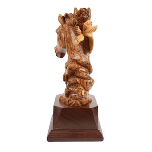 Escultura de Dos Caballos Tallada a Mano en Madera de Olivo, 26 cm, Figura de Caballo de Madera Hecha a Mano en Belén - Product Image 3