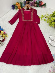 A One Quality/ Hit Design Daily& Office Party Special Plain& Classy Look Faux Georgette Embroidery Fancy <b>Kurti</b> For Adult's Wear - Product Image 5