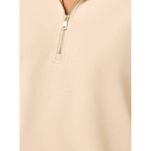 Pull décontracté pour femme en maille écologique d'été, à demi-zip, épaules tombantes, coupe décontractée, manches longues, vêtement de loisirs OEM - Product Image 5