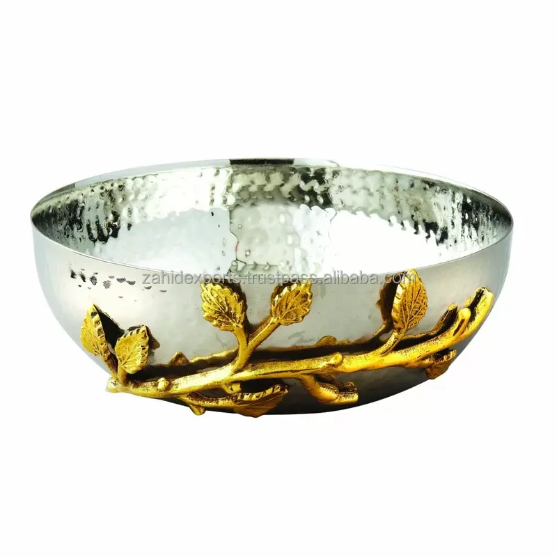 Stainless steel & brass Metal Oval Luxury Bowls Designer Antique Metal Serving Bowls