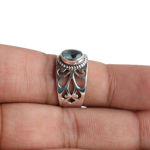 topaz สีฟ้า 925 เงินสเตอร์ลิงที่สมบูรณ์แบบสาวอัญมณีธรรมชาติ Handmade แหวนเครื่องประดับเงินสเตอร์ลิง 925 แสตมป์แหวนเครื่องประดับ - Product Image 1