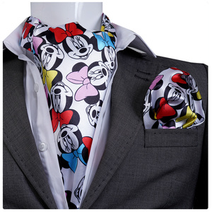 Colorful Printed Silk Formal Durable Turkey Ascot Hanky <b>Set</b> <b>Square</b> Shape Mouse Design - Product Image 1