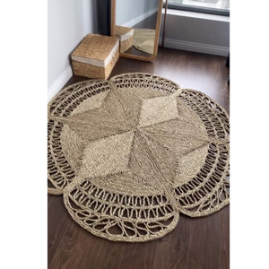 พรมฟางข้าวผักตบชวาธรรมชาติทำมืออเนกประสงค์ noveltie แรงบันดาลใจจากเวียดนามสำหรับการตกแต่งกองกำมะหยี่ความสูงสำหรับห้องครัวห้องรับประทานอาหาร - Product Image 1