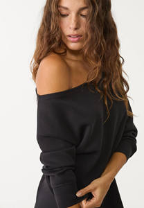 New Shoulder Side Neck Womens <b>Bamboo</b> Cotton Crewneck Sustainable Custom Pullover Eco Friendly Sweatshirt Oversized Sweatshirt - Product Image 2