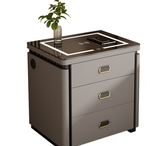 (T&D) Mesita de Noche Inteligente con Caja Fuerte Integrada - Carga Inalámbrica, Altavoz y Concentrador USB - Product Image 2