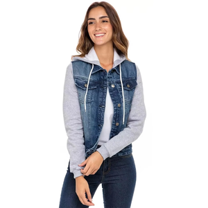 Veste en jean pour femme de haute qualité, couleur unie, coton lavé, respirante, confortable, décontractée, veste en jean pour femme - Product Image 1