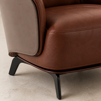 Fauteuil d'appoint marron personnalisé avec accoudoirs incurvés, fauteuil lounge moderne pour salon, chambre, hôtel