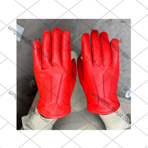Gants d'habillage de la mode des femmes de couleur rouge Gants en cuir d'habillage d'écran tactile de doigt complet - Product Image 3
