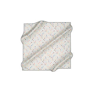 Pañuelo Cuadrado de Crepé de Seda Satinado Off-White con Patrón Geométrico - Product Image 1