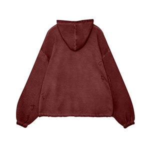 Sudadera con capucha de hombro caído de primera calidad para hombre de algodón 100% al por mayor, diseño de logotipo personalizado, aspecto desgastado vintage, forro polar extragrande de primavera - Product Image 6