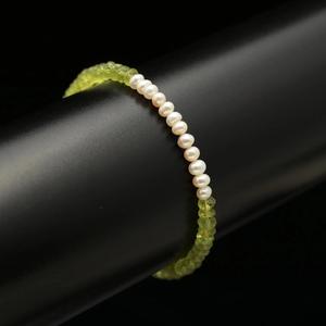 925 Sterling Silver <b>Beaded</b> Vintage Style Handmade <b>Bracelet</b> with Peridot Gemstone <b>Gold</b> Plated for Weddings and Gifts Unisex - Product Image 2