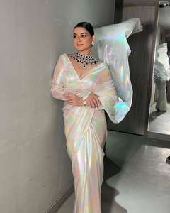 Nuevo Diseño, Tela Importada, Hermoso Sari Unicornio Cromado en Tonos de Arcoíris - Product Image 2