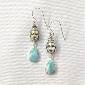 Boucles d'oreilles pendantes Bouddha en Larimar 6,8 grammes Accessoire de mode - Product Image 1