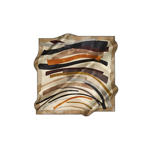Beige Silk Crepe Satin Square Scarf with Leopard and Polka Dot Print - Product Image 1