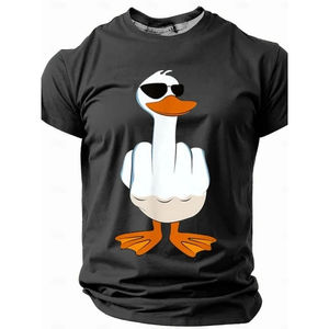 Camisetas con estampado 3D de patos para hombre, camiseta de manga corta con cuello redondo, camisetas informales de gran tamaño, ropa de calle para hombre - Product Image 3