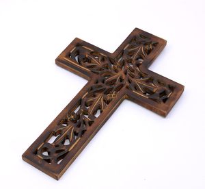 Crucifijo católico de Cruz de Jesucristo de madera para pared, decoración de capilla de Iglesia - Product Image 3