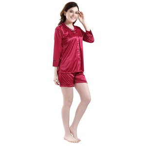 Pijamas de algodón para mujer, pantalones a cuadros con cuello redondo de estilo sencillo de verano, ropa de dormir, pijamas de manga corta para niña - Product Image 4