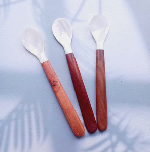 Cuillère en bois de haute qualité avec incrustation de nacre, fabrication artisanale vietnamienne, ustensile de cuisine décoratif, exportation - Product Image 2