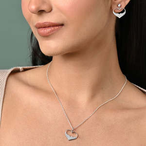 Ensemble de bijoux en argent Cuore Silver Heart, or 14 carats avec zircon et diamant pour mariages et fêtes, bijoux de mariée plaqués or - Product Image 3