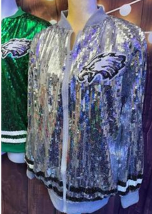 <span class=keywords><strong>Giacca</strong></span> con <span class=keywords><strong>Paillettes</strong></span> Philadelphia Eagles per Tifosi, Verde Nero Argento, Taglia Unica, Giacche Luccicanti - Product Image 6