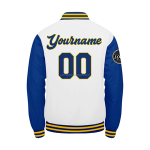 Veste universitaire de qualité supérieure personnalisée avec col montant Combo laine-cuir MCACVJ-67 broderie Logo avant Position - Product Image 3