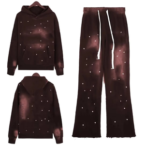 Oem venta al por mayor tasa Hombres Rhinestones Sudaderas transpirable cómoda ropa casual de alta calidad precio barato Rhinestones hombres sudaderas con capucha - Product Image 2