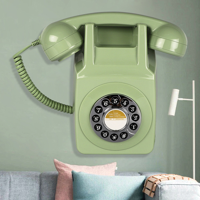 Retro-Style Wall-Mounted Corded Telephone Push Button Dial ABS Material Hotel Use Landline Phone